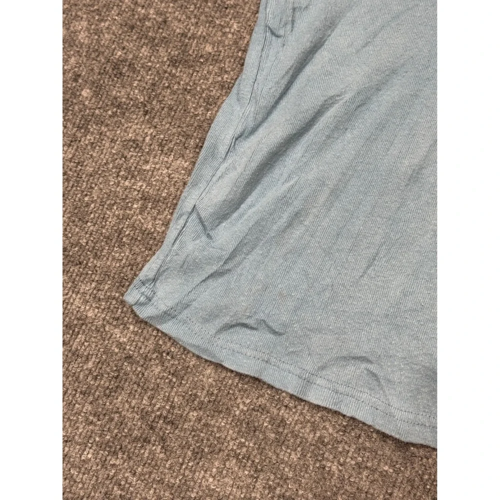 Vintage Nike Baby Tee Light Blue Ribbed Embroidered Script Logo Shirt Womens‎ M